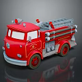 Red Cartoon Fire Truck Toy With Ladder Hoses And Emergency Lights