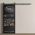 Sliding Door Chalkboard Menu With Hand Drawn Lemonade And Drink Artwork Design