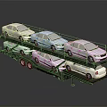Multi Level Car Transporter Loading White Cars On Upper And Lower Decks 3d model