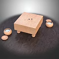 Traditional Wooden Go Game Board with Stone Pieces and Storage Jars for Chess Entertainment