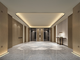 Modern Aisle Elevator Hall 3d model