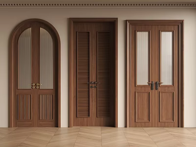 Modern Middle Ancient Double Door Retro Door Wooden Door Middle Ancient Door 3d model