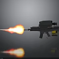 Futuristic Flame Gun Shooting Bright Fire With Scope Magazine And Reflection