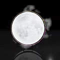 Round Moon Installation With Smoke Effect Black Base Reflective Surface Photo Taking Spot