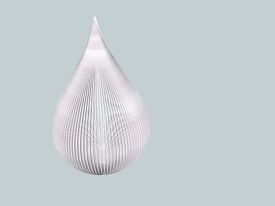 Modern White Teardrop Shaped Sculpture Carving With Intricate Striped Surface Design 3d model
