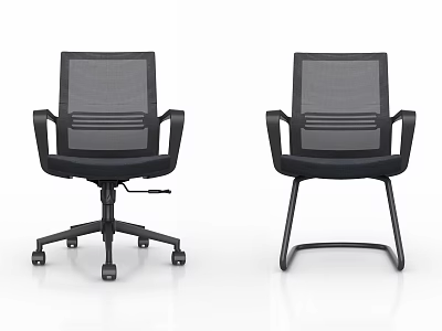 Ergonomic Black Office Chair With Mesh Back Armrests Swivel And Fixed Base Styles 3d model