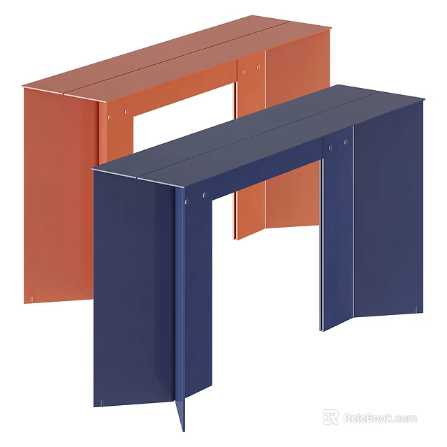 Modern Console Table Design With Blue And Red Metal Frames And Sleek Structure 3d model