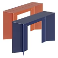 Modern Console Table Design With Blue And Red Metal Frames And Sleek Structure 3d model