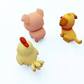 Cute Cartoon Animal Characters Puppy Piglet And Chick On White Background
