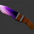 Stylish Fantasy Knife With Purple Pink Gradient Blade Wooden Handle And Silver Accents
