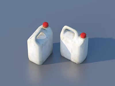 Household White Plastic Containers With Red Lids And Handles For Daily Use 3d model