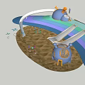 Fun Child Friendly Playground Equipment With Slides Sand Area And Climbing Features