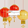 Traditional Red And Gold Lanterns With Tassels And Chinese Knots Hanging
