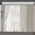 Light Beige Sheer Curtains in Modern Bright Room with Potted Plant and Cabinets