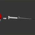Household Living Supplies With Red Lamp Head Silver Syringe And Brown Button