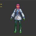 Vibrant Game Movie Character With Floral Headpiece Embroidered Top Flared Pants And Long Hair