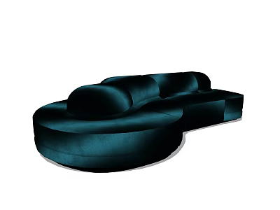 Elegant Teal Velvet Sectional Sofa with Curved Design for Modern Living Room 3d model