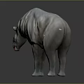 Grey Rhinoceros Game Movie Character With Red Eyes And 3D Model Design