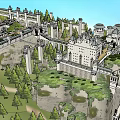 Old Stone Medieval Castle Standing On Hill With Lush Green Trees Around