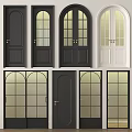 Arched Glass and Solid Panel Doors in Black and White Design Styles 3d model