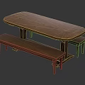 Wooden Dining Table and Bench Set with Rustic Design for Home Kitchen Area