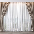 Modern universal curtain gauze curtain fabric curtain curtain combination flannel curtain 3d model