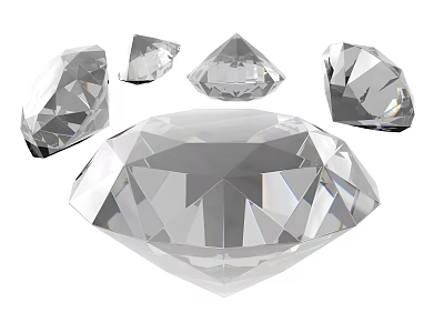 Various Polished Diamond Shapes With Different Cuts And Sparkling Surfaces 3d model