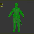 Gray Military Uniform With Yellow Decorative Accents Hat Belt And Long Staff
