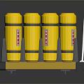 Yellow Cylindrical Containers On Yellow Pallet With Black Handle And Support Feet