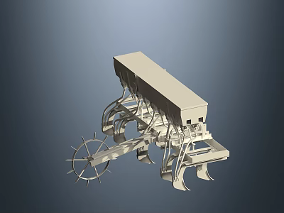 Heavy Duty Agricultural Equipment With Metal Frame Seed Box And Cultivating Wheels 3d model