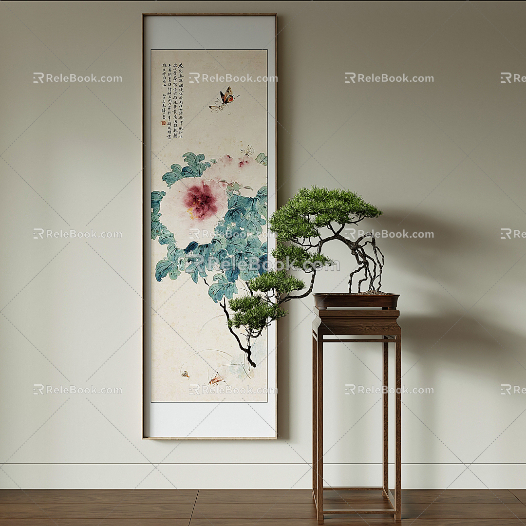 New Chinese Plant Painting Decorative Painting 3d model