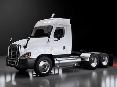 White Heavy Duty Commercial Utility Truck With Modern Cab And Dual Rear Wheels 3d model