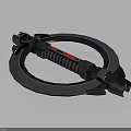 Futuristic Circular Weapon With Metallic Frame Red Indicator Light And Black Grip 3d model