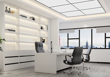 Modern Office Manager's Office Chairman's Room Display Cabinet Bookcase Office Desk and Chair Fire Hydrant 3d model