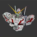 Gundam Mechanical Bust Figure Featuring White Red Armor Yellow Antennas And Green Eyes