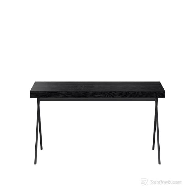 Black Wooden Desk With Sleek Metal Legs And Modern Minimalist Design 3d model 