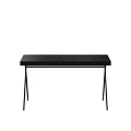 Black Wooden Desk With Sleek Metal Legs And Modern Minimalist Design