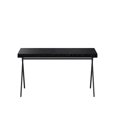 Black Wooden Desk With Sleek Metal Legs And Modern Minimalist Design 3d model