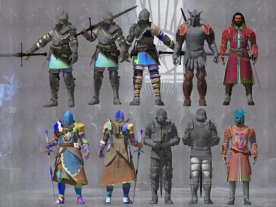 European medieval knight warrior warrior figure 3d model