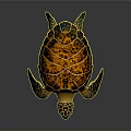 Vibrant Sea Turtle With Orange Black Patterned Shell And Yellow Spotted Head