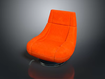 Stylish Modern Orange Chair With Curved Design And Transparent Swivel Base 3d model
