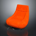 Stylish Modern Orange Chair With Curved Design And Transparent Swivel Base