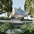 Modern viewing platform, landscape platform, landscape structure 3d model