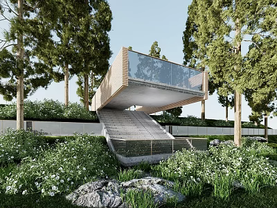 Modern viewing platform, landscape platform, landscape structure 3d model