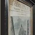Vintage Landscape Paintings of Roman Ancient Architecture With Newspaper Text Background and Black Frames