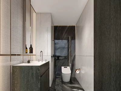 Modern Luxury Bathroom With Marble Tiles And Complete Set Of High Quality Smart Fixtures 3d model
