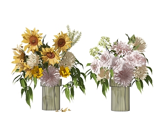 modern floral flower vase sunflower flower arrangement 3d model