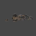 Natural Black Irregular Rock Clusters With Rough Surface And Earthy Texture