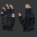 Two Black Textured Leather Fingerless Gloves With Protective Padding And Stylish Design