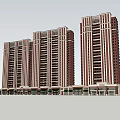 Modern High Rise Residential Buildings With Red White Exterior And Blue Sky Background
